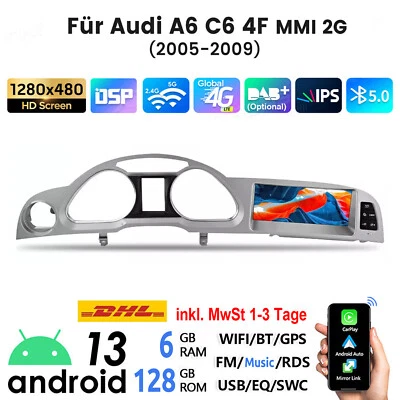 6+128G Carplay Autoradio Für Audi A6 C6 4F MMI 2G 2005-2009 8.8" Android GPS NAV - Bild 1 von 4