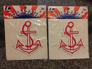 Sticka Patch 70s Embroidered Self Sticking Patches Set Of 2 Anchors New - Picture 1 of 2