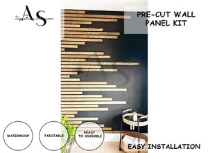 Asymmetrical Timber Accent Wall Decor DIY Project Easy Wall Ceiling Cladding Kit - Picture 1 of 3