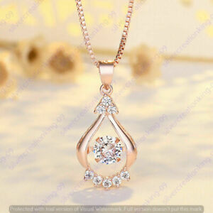 1.20 Ct Round Cut Cubic Zirconia Drop Pendant Free Chain 925 Silver Gold Plated.
