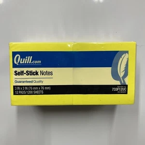 Quill 12 Pads Colored Sticky Notes 3x3 Self Stick Pads with 1200 Sheets in Total - Picture 1 of 4