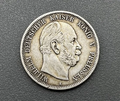 900/- Silbermünze, 5 Mark, Deutscher Kaiser Wilhelm, König v. Preussen, 1876, A - Bild 1 von 2