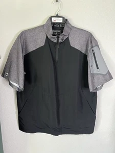 Holloway Mens Windbreaker L Black 1/4 Zip Short Sleeve Side Zip Golf Cover - Picture 1 of 6