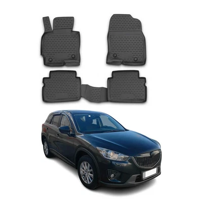 Juego completo de alfombrillas forradas negras para todo tipo de clima Mazda CX-5 2013-2016 Foto 1 de 4