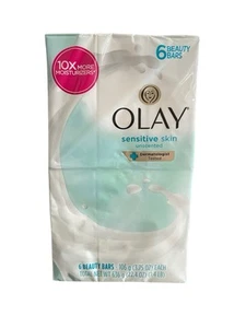 (1) Jabón en barra de belleza sin perfume para piel sensible Olay 3,75 oz cada uno - 6 barras de belleza - Imagen 1 de 2