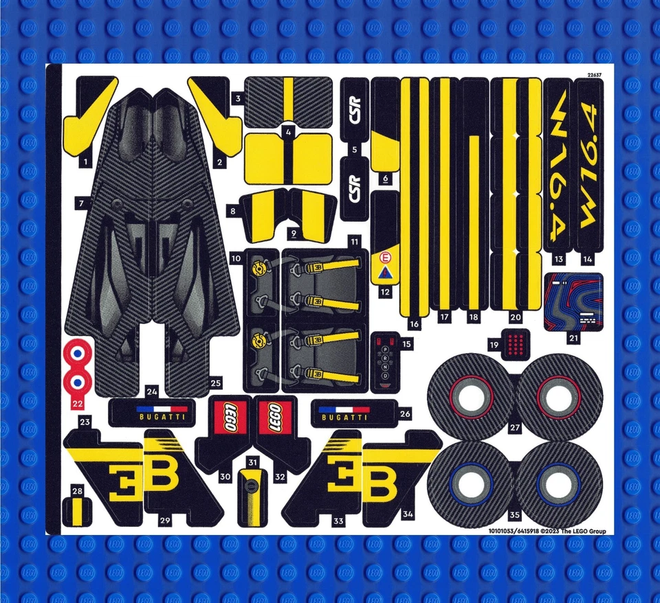 New LEGO Technic Bugatti Bolide 42151 Sticker Sheet Only - Qty 1 - Image 1 of 1