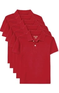 The Children's Place Boys 5-Multipack S/S Pique Polo Red Size Med 7/8 - Picture 1 of 2