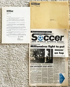 NORTH AMERICAN SOCCER AND WORLD SPORTS NEWS-FIRST ISSUE+LETTER+ENVELOPE-1967 - Imagen 1 de 3