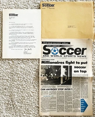 NORTH AMERICAN SOCCER AND WORLD SPORTS NEWS-FIRST ISSUE+LETTER+ENVELOPE-1967 - Image 1 of 3