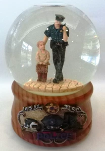 Police Law Enforcement Hero-Musical Snow Globe-Vinatge 1998 Vanmark-5.5" Tall - Picture 1 of 7