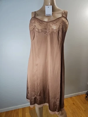 Vintage Vanity Fair Tricot Nylon Bronce Deslizable Completo Detalle de Encaje Talla 38 Foto 1 de 4