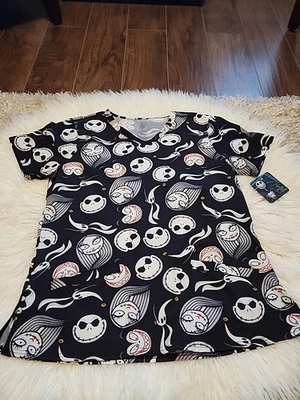 Disney Nightmare Before Christmas Women's Scrub Top Size Medium New - Image 1 of 4