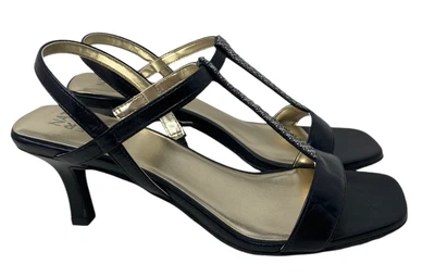 Salto gatinho feminino Naturalizer couro preto tamanho 10M strass 3" salto Skylar - Imagem 1 de 4