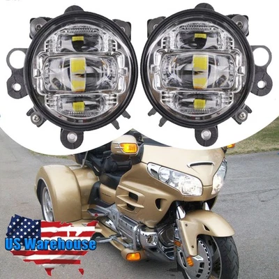 Pair LED White Fog Lights Running Light For Honda Goldwing GL1800 2006-2017 - Image 1 of 4