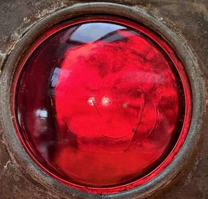 VINTAGE FORD LANTERN Light Lamp FRONT DOOR 1 RED GLASS LENS Old CAR Truck AUTO - Picture 1 of 11