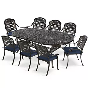 9-Piece Outdoor Furniture Dining Set, All Weather Cast Aluminum Patio Garden Set - Picture 1 of 43