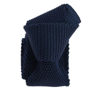 Tony & Paul. Cravate tricot. TONY, Soie. Bleu pensée foncé  - Uni -  FABRIQUE EN - Picture 1 of 5