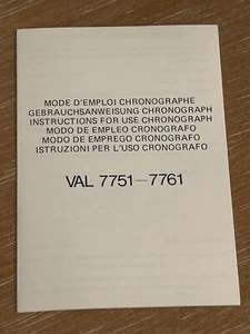 Eta Swiss Technology Instructions for Use Chronograph VAL 7751-7761 NOS Unused - Picture 1 of 5