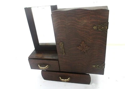 Art Deco Kitchen Apothecary Medicine Wall Bathroom Cabinet Wood Mirror  1920s - Image 1 of 4