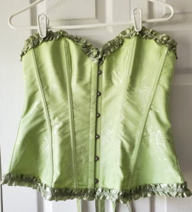 Corsé de satén debajo del busto para mujer Bustier Cincher Top grande verde floral - Imagen 1 de 24