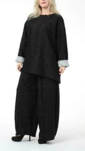AKH Lagenlook  Bouclé Pullover Shirt in schwarz  EG 42-60 - Imagen 1 de 5