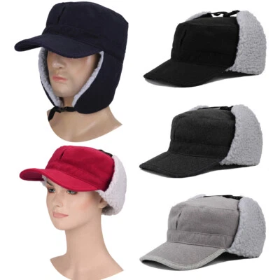 Invierno Cálido Hombres Mujeres Sombrero de Caza A Prueba de Viento Forrado de Vellón Oreja Solapa Sombrero con Visera Foto 1 de 4