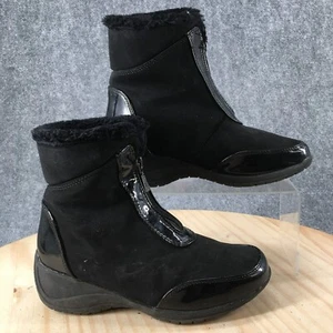 Khombu Boots Womens 8 Lily Front Zip Faux Fur Lined Winter Black Faux Leather - Picture 1 of 17