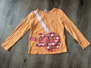 Gymboree Outlet Girls Size 7 “Little Hearts/Pop Star Academy” Orange Guitar Shir - Picture 1 of 4