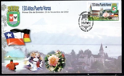 CHILE, SOBRE, 1° DIA DE EMISION, 150 AÑOS DE PUERTO VARAS, 2002  (SEP - 054) - Image 1 of 2