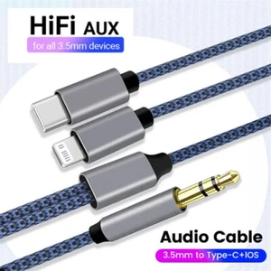 For iPhone to 3.5Mm Car Stereo AUX Cable, Audio Cord For iPhone &Samsung Android - Picture 1 of 10