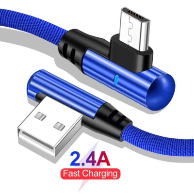 90 Degree Micro USB Fast Charging Cable Data For Samsung Xiaomi Android Phone - Image 1 of 4