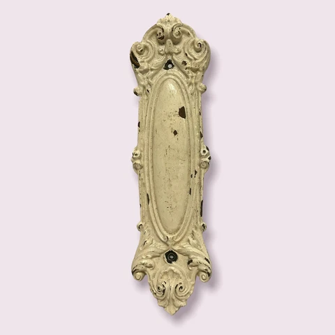 Antique Large 12” Louis XV Victorian Door Push Back Plate Entry Cast Bronze Cover