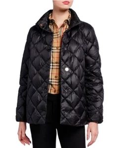 Burberry Women Oswestry Logo Quilted Down Jacket Puffer Coat, Sz XS, Black NWT!! - Picture 1 of 12