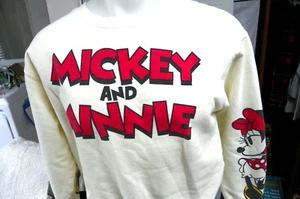 Mickey And Minnie Mouse Crewneck Women's M 7-9  Long Sleeve Disney Sweatshirt - Picture 1 of 5