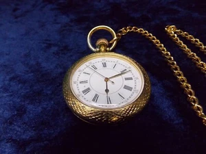 Edle goldfarbene Taschenuhr, sachlich, elegant, luxuriös, Kette mit Clip - Bild 1 von 9