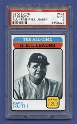 1973 BABE RUTH PSA 9 КАК НОВЫЙ TOPPS RBI ЛИДЕР HOF NY YANKEES THE BABE! (#474) RZC - Изображение 1 из 3