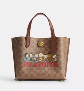 COACH x PEANUTS 2025 Willow Tote Bag 24 Signature Canvas Snoopy Print CBF72 NEW - Picture 1 of 6