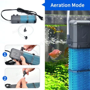 4 in 1 Internal Aquarium Fish Tank Filter Submersible Water Pump 800L/H Oxygen - - Picture 1 of 11