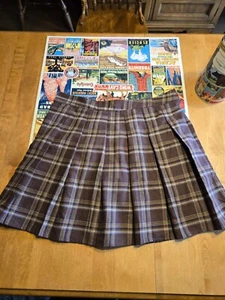 Minifalda plisada marrón a cuadros talla cremallera funciona talla pequeña XL - Imagen 1 de 2