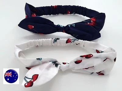 Girl Baby Kids CHERRY Fruit Print retro Bow Cotton Party Hair band Headband  - image 1 of 4