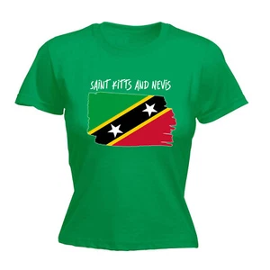Saint Kitts And Nevis Country Flag Supporter Sports Womens T-Shirt Tshirt - Picture 1 of 7
