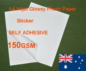 30 sheets A4 150GSM Inkjet Glossy Photo Paper Sticker Adhesive - Picture 1 of 1