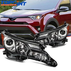 Pair Headlights Assembly For Toyota RAV4 2.5L 2013 2014 2015 Black Housing - Picture 1 of 7