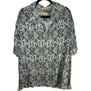 Tommy Bahama Mens 100% Silk XL Shirt Blue Hawaiian Button Down Shirt Short Sleev - Picture 1 of 6