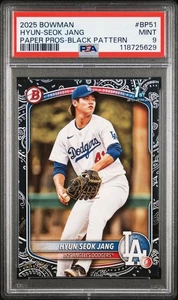 HYUN-SEOK JANG  DODGERS PSA 9 MNT  RC 1st card  2025 BOWMAN Black Pattern #BP-51 - Picture 1 of 2