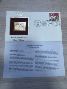 1993 Country & Western Hank Williams 22k Gold Stamp Replica First Day Issue - Picture 1 of 13