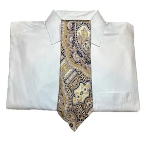 Men’s Vintage Oscar De La Renta 4 In Wide Yellow & Blue Paisley Silk Neck Tie - Picture 1 of 7