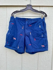 Polo Ralph Lauren Shorts Men MediumAll Over Embroidered Flag Lighthouse Nautical - Picture 1 of 11