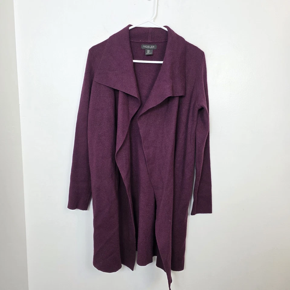 Cárdigan Rachel Zoe Púrpura Drapeado Largo Femenino Salir Elegante Talla Pequeña Foto 1 de 4