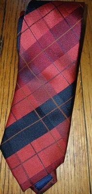 Corbata informal a cuadros 100 % poliéster rojo/negro azul marino antiguo para hombre Foto 1 de 4